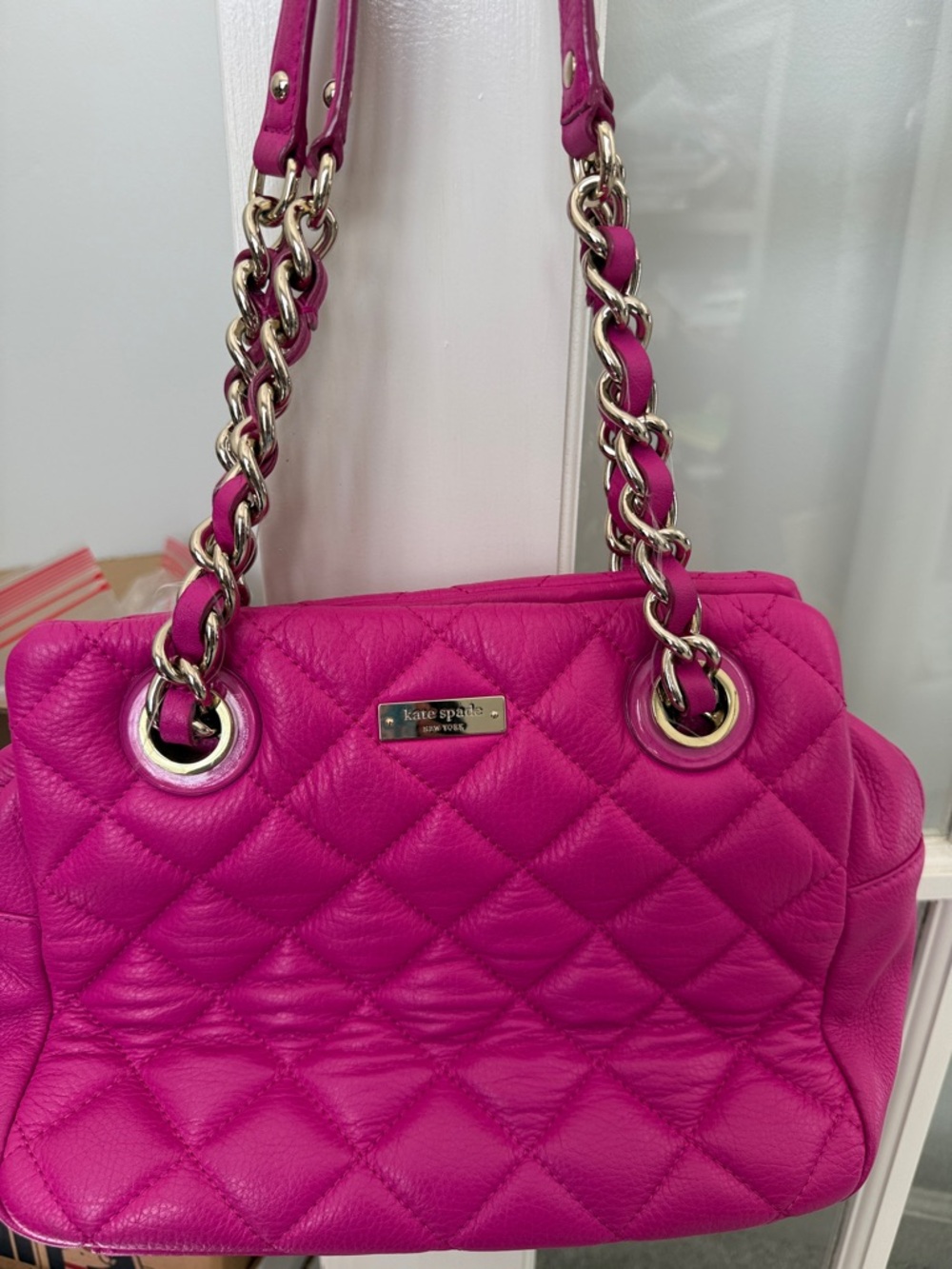 kate spade Quilted Hot Pink Chain-Handle Shoulder Bag